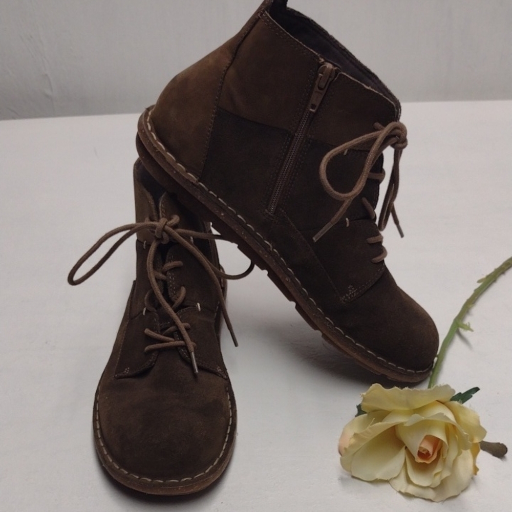 Clarks Brown Lace Up Boots with Suede Finish